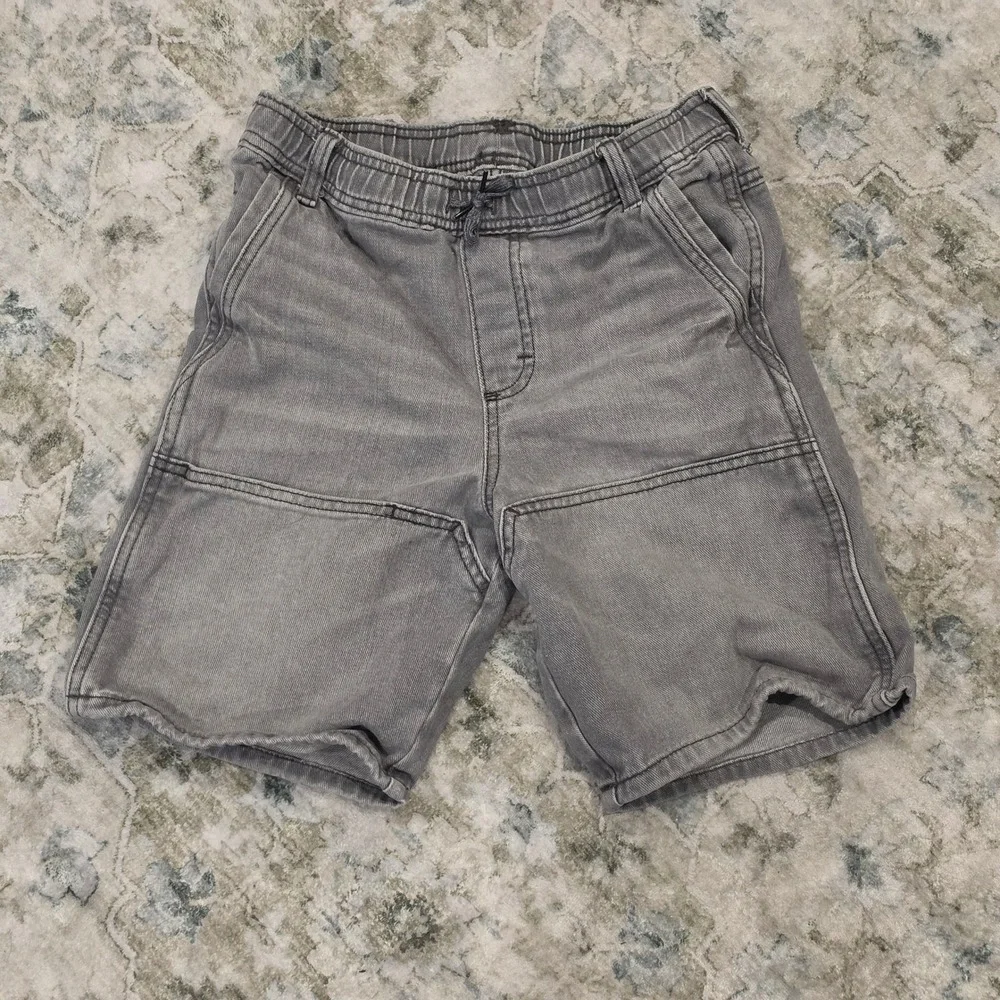 Wrangler Boys Gray Denim Shorts Elastic Waist Drawstring Size L 10/12
